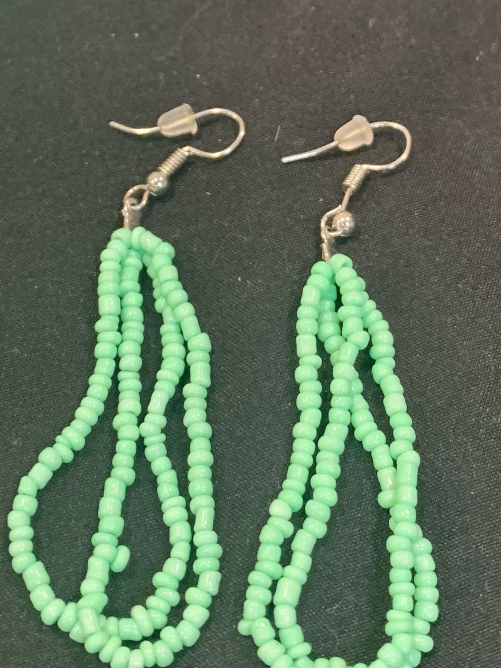 Green Beaded Multi-Strand Necklace and Earrings Set - Picture 3 of 5